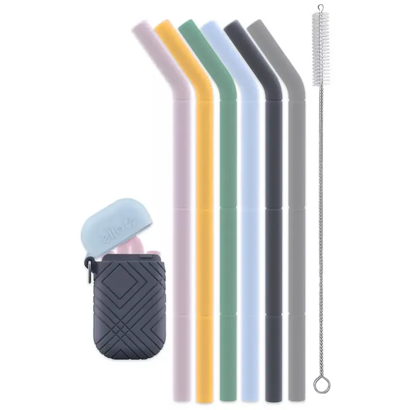 Foldable Silicone Straw Set With Portable Carrying Case 1