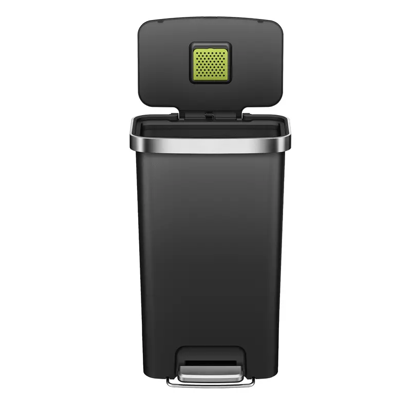 Hana 45L Black Resin Step Trash Can – Kitchen Waste Bin 1