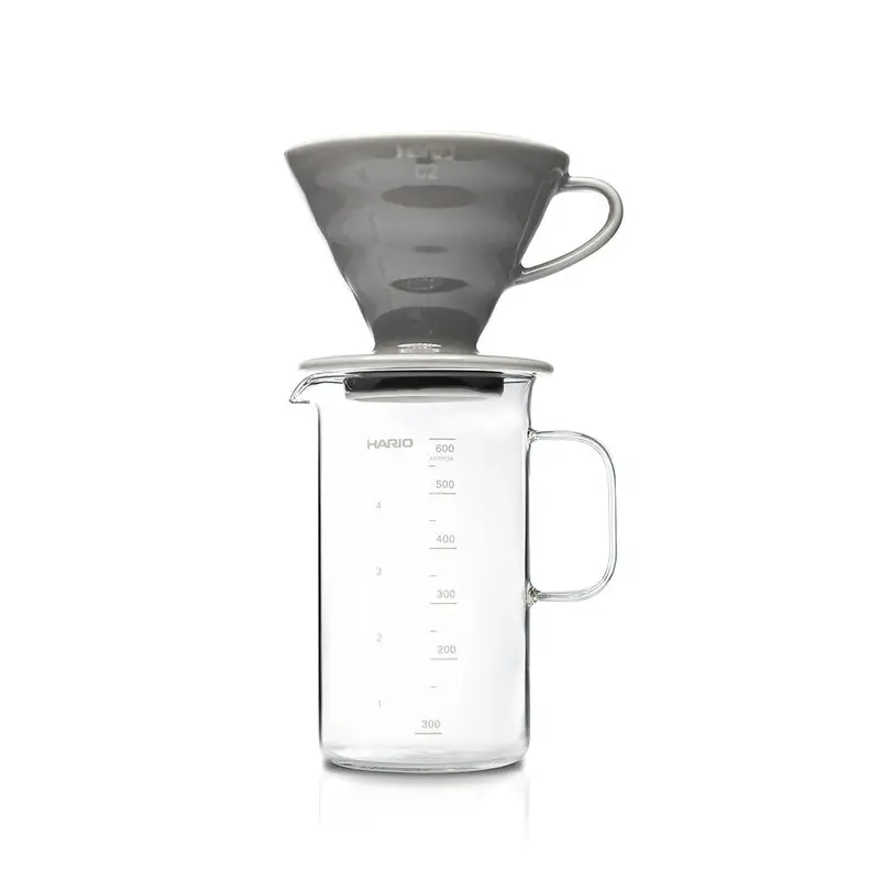 Hario V60 02 Ceramic Dripper And Beaker Server Set – Gray 1