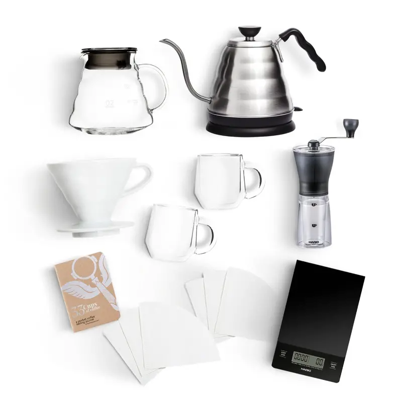 Hario V60-02 Complete Pour-Over Coffee Kit – Includes Brewer, Filters & Kettle 1