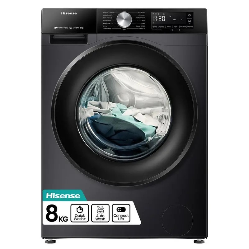Hisense Wf3S8043Bb3 8Kg Wifi Washing Machine – 1400 Rpm, A Rated (Black) 1