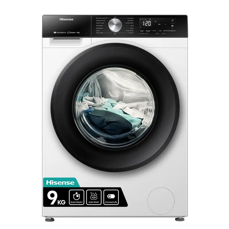 Hisense Wf3S9043Bw3 9Kg Freestanding Washer – 1400 Spin Speed, Smart Connectivity, White 1