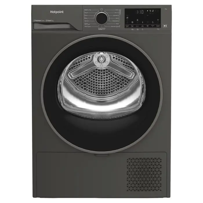 Hotpoint Chd94Mgbsuk 9Kg Heat Pump Tumble Dryer – Fabric Care System, Graphite Finish 1