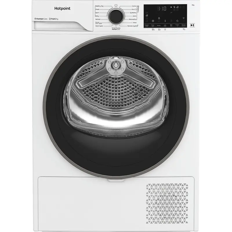Hotpoint Chd94Mwbsuk 9Kg Freestanding Heat Pump Dryer – Fabric Care Features, Crisp White 1