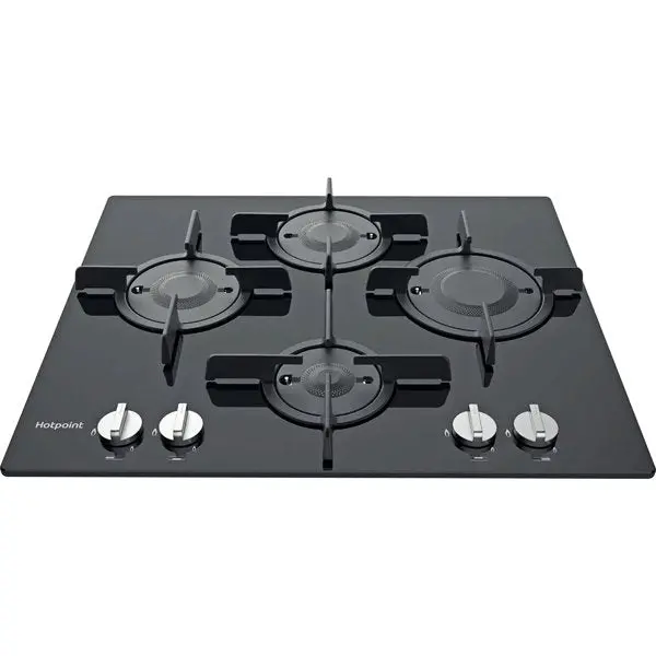 Hotpoint Ftghg641Dhbk Gas Hob – 64Cm Black, 5 Burners With Wok Support 1