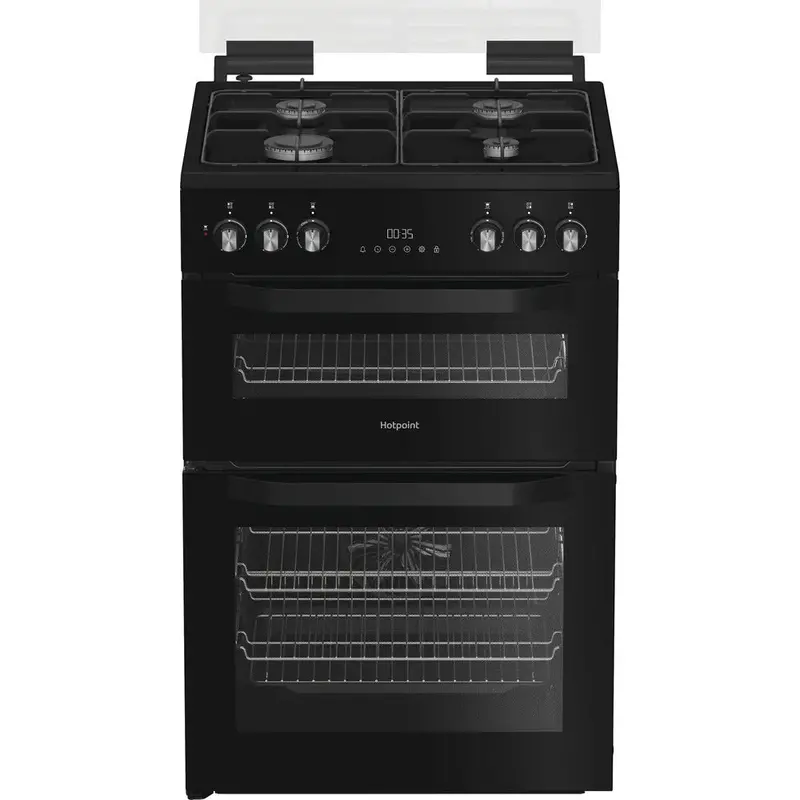 Hotpoint Hdd6Gdc2B1 60Cm Dual Fuel Cooker – Double Oven, Glass Lid, Black 1
