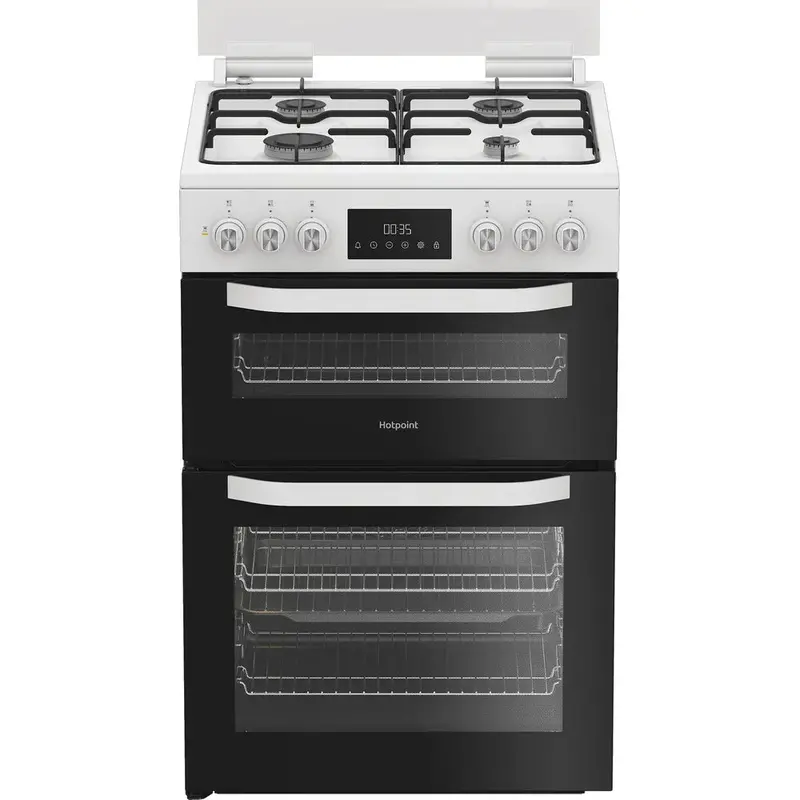 Hotpoint Hdd6Gdc2W 60Cm Dual Fuel Cooker – Double Oven, Glass Lid, White 1