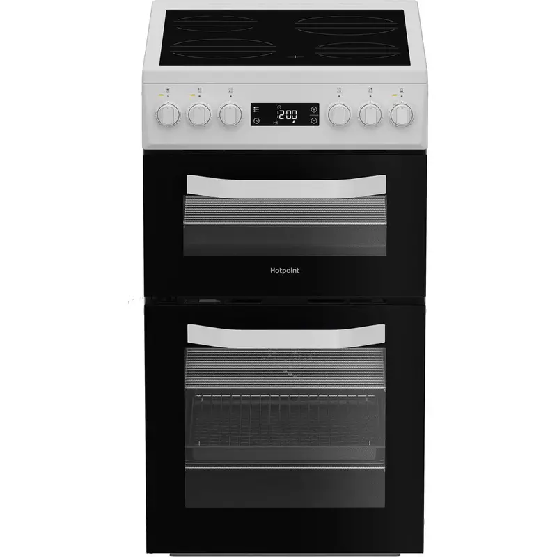 Hotpoint Hde5Vdcw 50Cm Electric Double Oven Cooker – White Ceramic Hob 1