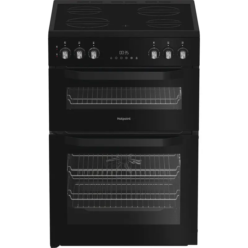 Hotpoint Hde6Vdb1 Freestanding Electric Double Oven Cooker – Ceramic Hob, Gloss Black 1