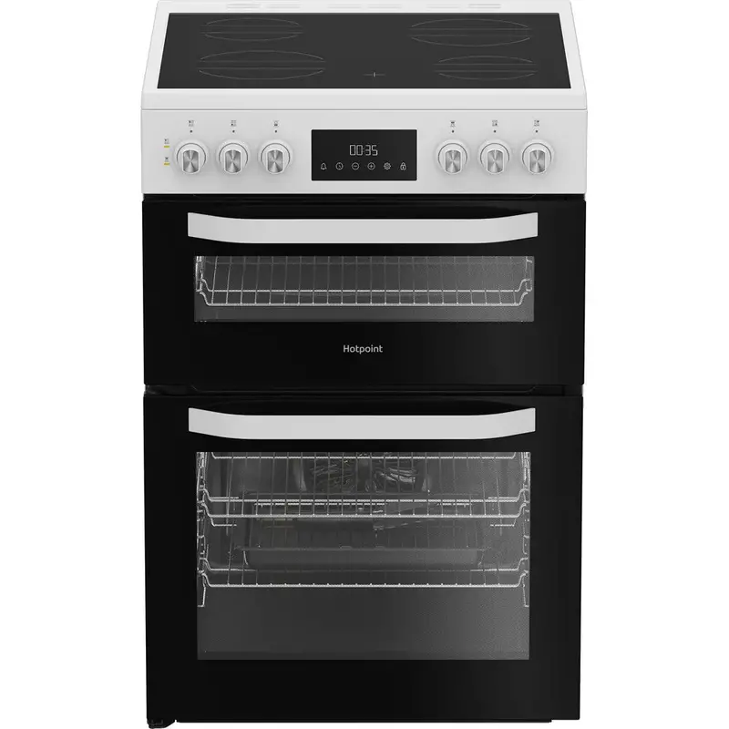 Hotpoint Hde6Vdw 60Cm Electric Double Oven Cooker – White Induction Hob 1