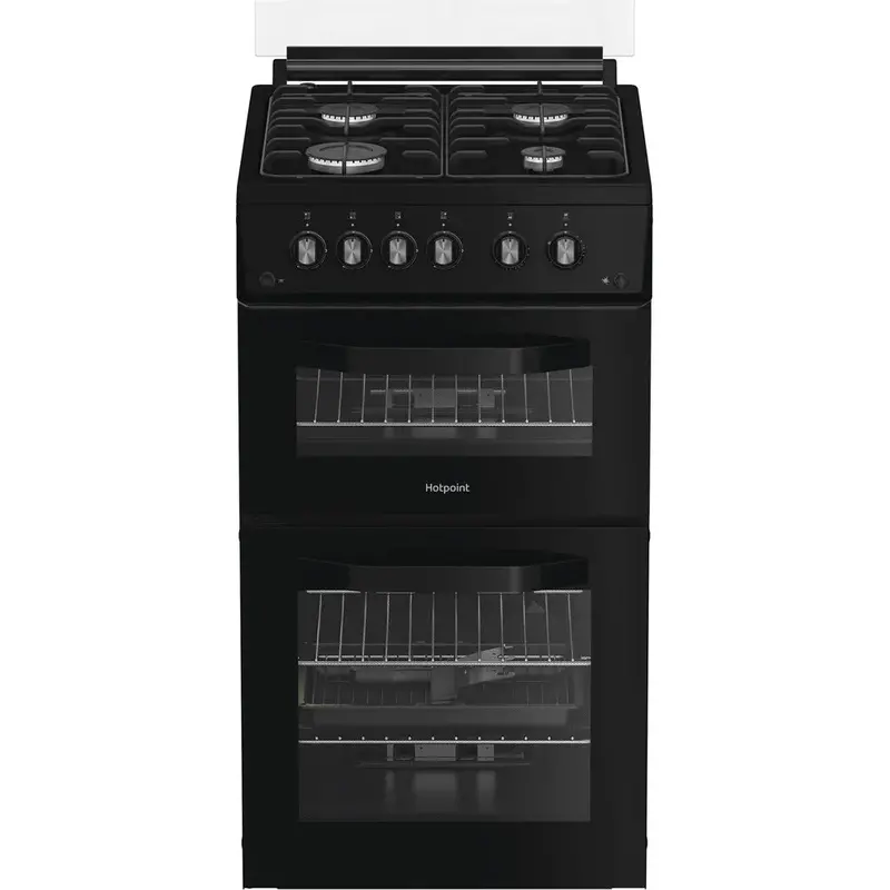 Hotpoint Hdg5Gcb 50Cm Gas Double Oven Cooker – Black Freestanding 1