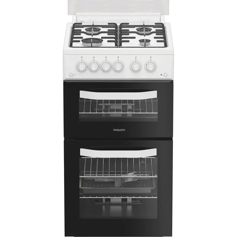 Hotpoint Hdg5Gcw 50Cm Gas Double Oven Cooker – White Freestanding 1