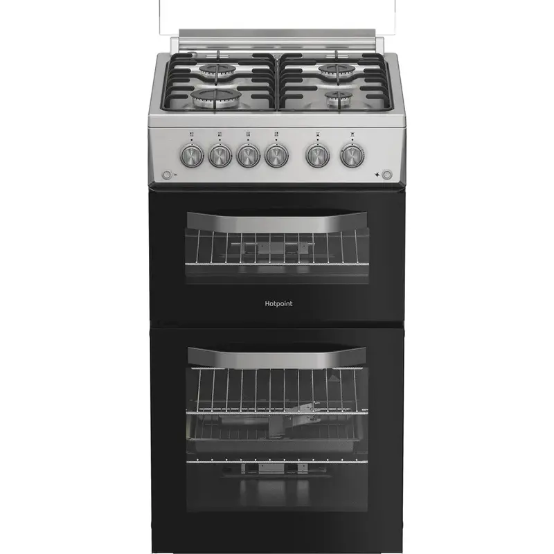 Hotpoint Hdg5Gcx 50Cm Gas Double Oven Cooker – Stainless Steel Freestanding 1