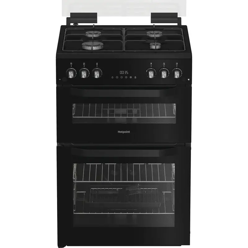 Hotpoint Hdg6Gdcb1 60Cm Gas Double Oven Cooker – Black Glass-Lid Design 1