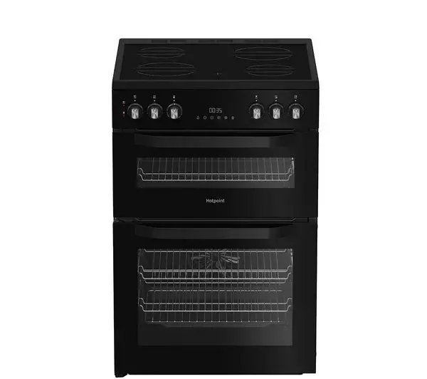 Hotpoint Hte6Vdcb1 60Cm Electric Twin Oven Cooker – Multiflow Technology, Black 1