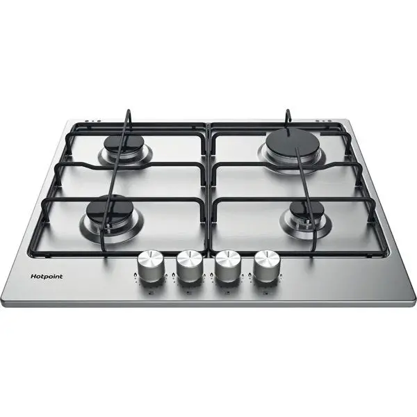Hotpoint Pph60Pfixuk Gas Hob – 60Cm Silver Stainless Steel, Manual Ignition 1