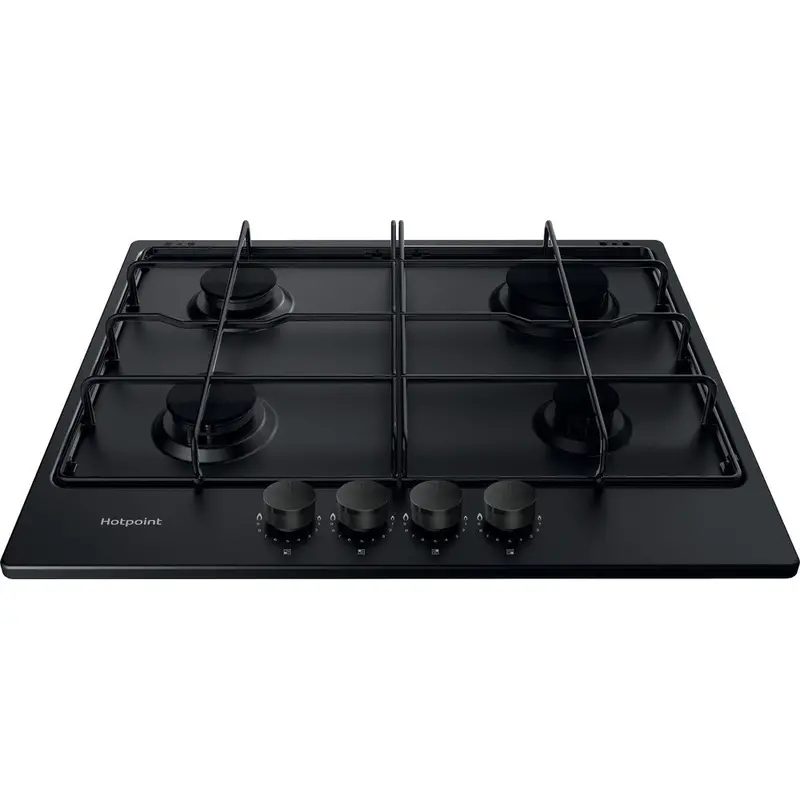 Hotpoint Pph60Pfnb 60Cm Black Multi-Flame Gas Hob With Enamel Pan Supports 1