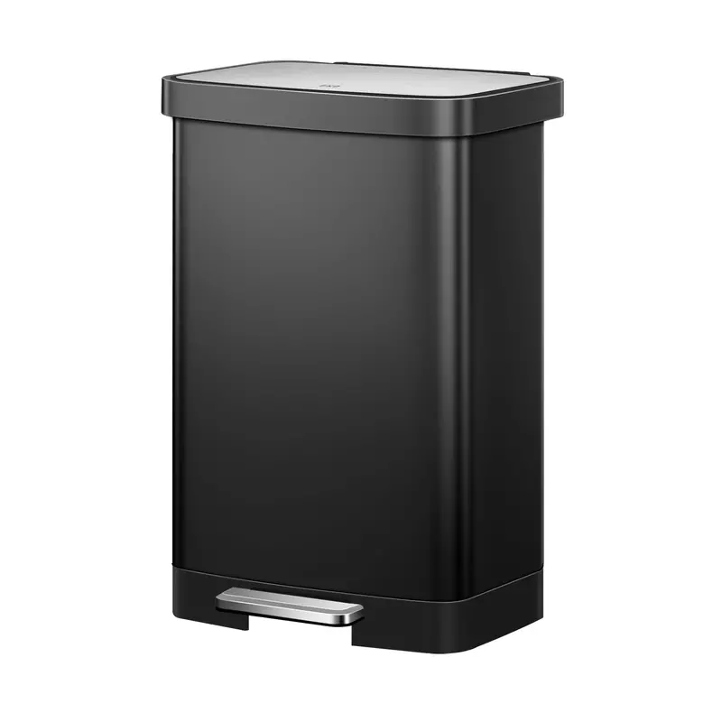 Hudson 50-Liter (13-Gallon) Step Can With Integrated Bag Compartment – Matte Black 1