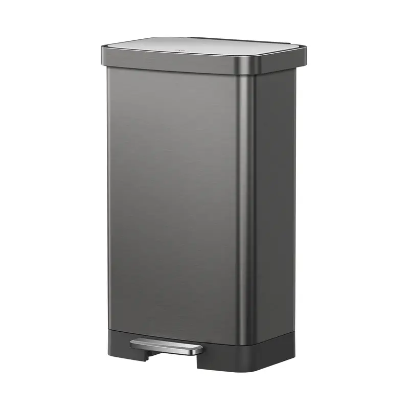 Hudson 75-Liter (20-Gallon) Foot-Step Trash Can With Built-In Bag Storage – Gunmetal Finish 1