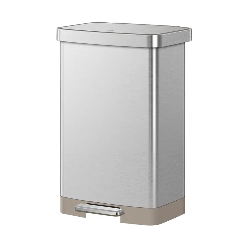 Hudson Mid-Size Step Bin – 50L Matte Stainless Steel With Integrated Liner Compartment 1