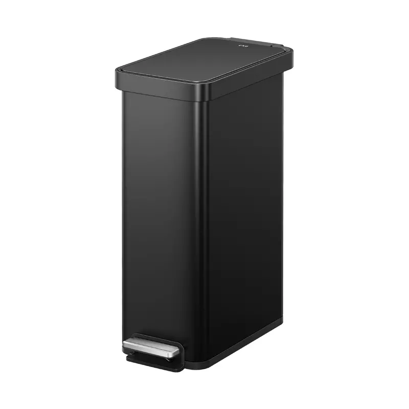 Hudson Slim 50-Liter (13-Gallon) Step-Action Trash Can – Matte Black 1