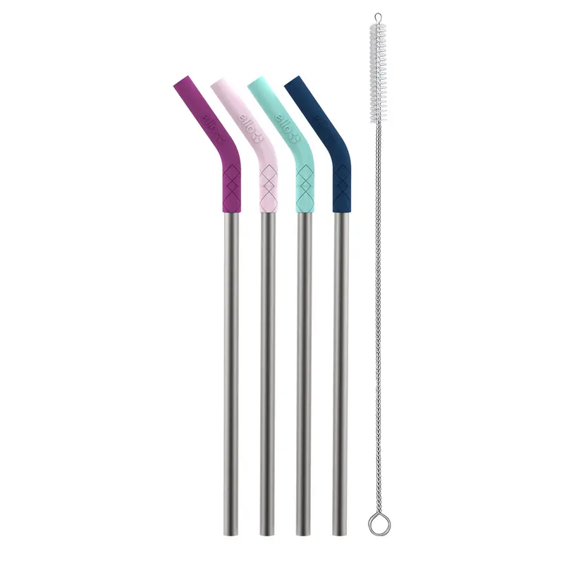 Hybrid Stainless Steel And Silicone Reusable Straws (4-Pack) 1