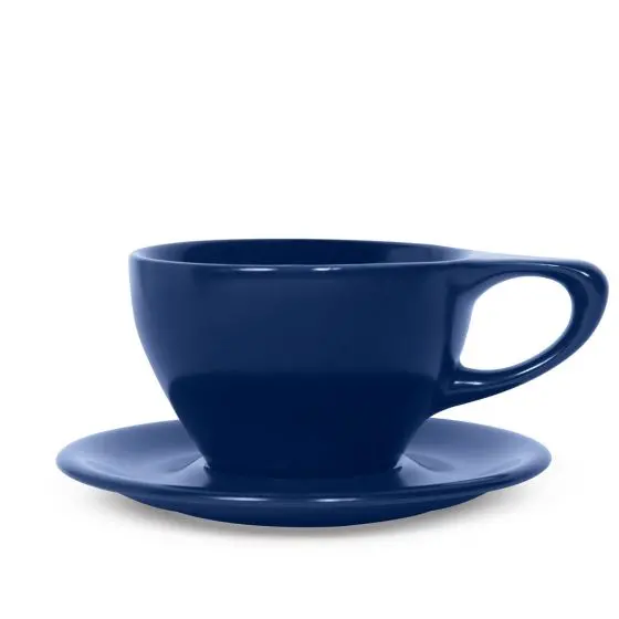 Indigo 12Oz Lino Large Latte Cup And Saucer Set 1