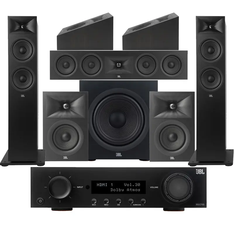 Jbl Ma710 8K Av Receiver With Stage 260F 5.1.2 Speaker Package – Black 1