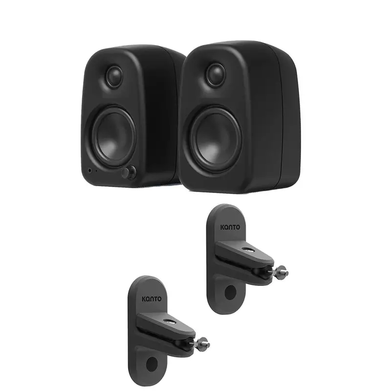 Kanto Uki 100W Bluetooth Desktop Speakers With Spw3 Wall Mount – Black 1