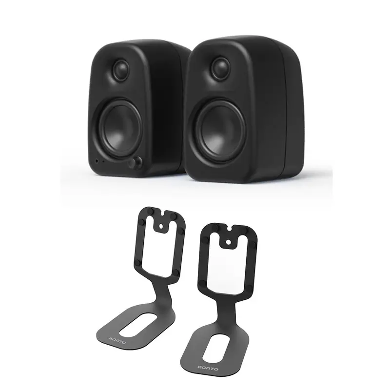 Kanto Uki 100W Bluetooth Speaker Pair With Su2 Desktop Stands – Black 1
