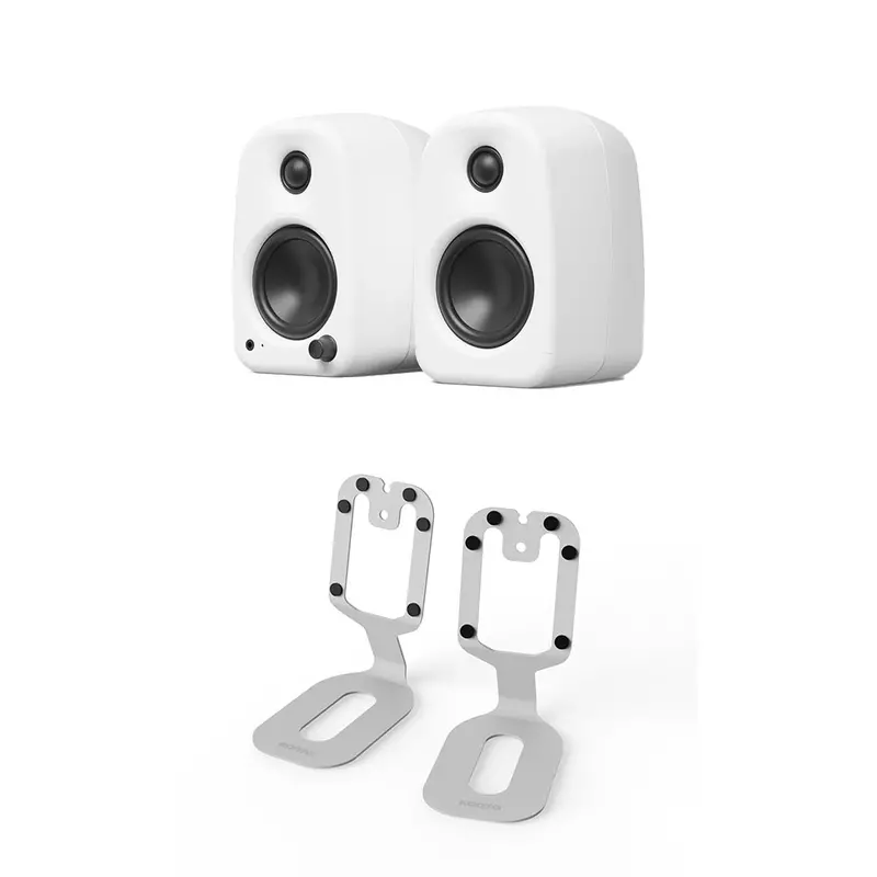 Kanto Uki 100W Bluetooth Speaker Pair With Su2 Desktop Stands – White 1