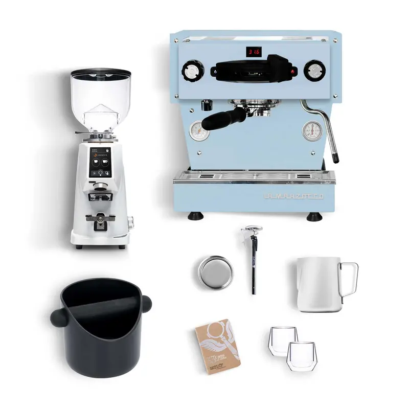 La Marzocco Linea Mini X F4 Home Espresso Kit – Blue Cabinet & White Trim 1