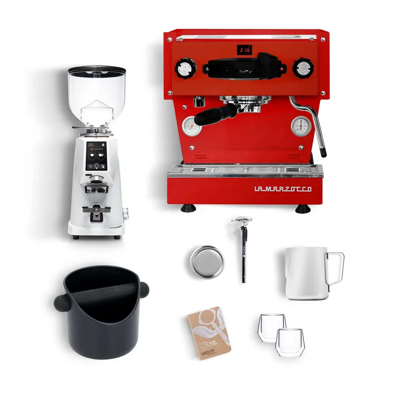 La Marzocco Linea Mini X F4 Home Espresso Kit – Red Cabinet & White Trim 1