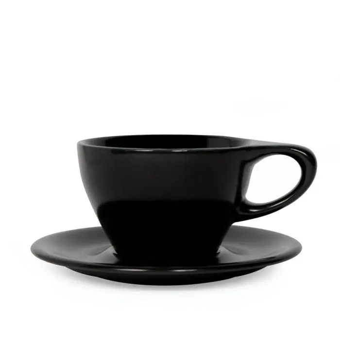 Lino Black Small Latte Cup And Saucer – 8 Oz (237 Ml) 1