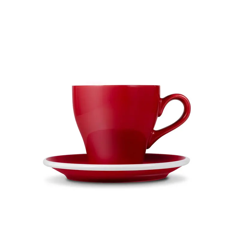 Loveramics Tulip-Designed Cappuccino Cup And Saucer In Bold Red – 6 Oz (180 Ml) 1