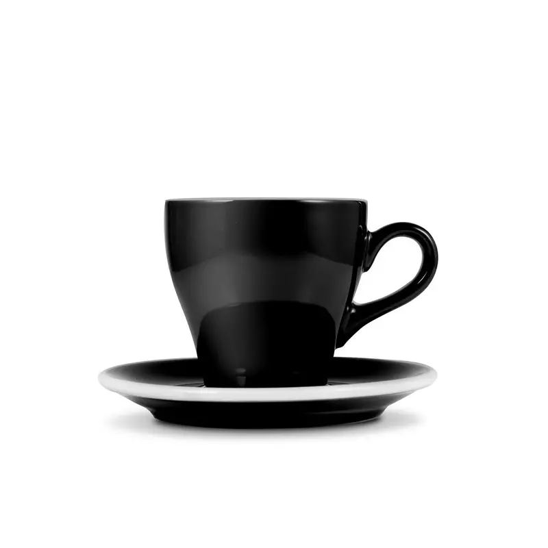 Loveramics Tulip-Designed Cappuccino Cup And Saucer In Sleek Black – 6 Oz (180 Ml) 1