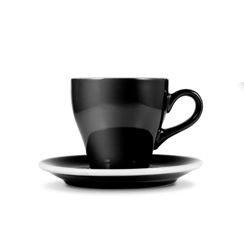 Loveramics Tulip-Designed Latte Cup And Saucer In Sleek Black – 9.5 Oz (280 Ml) 1