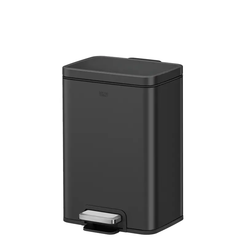 Madison Matte Black Step Trash Can With Built-In Liner – 12L (3.2 Gal) 1
