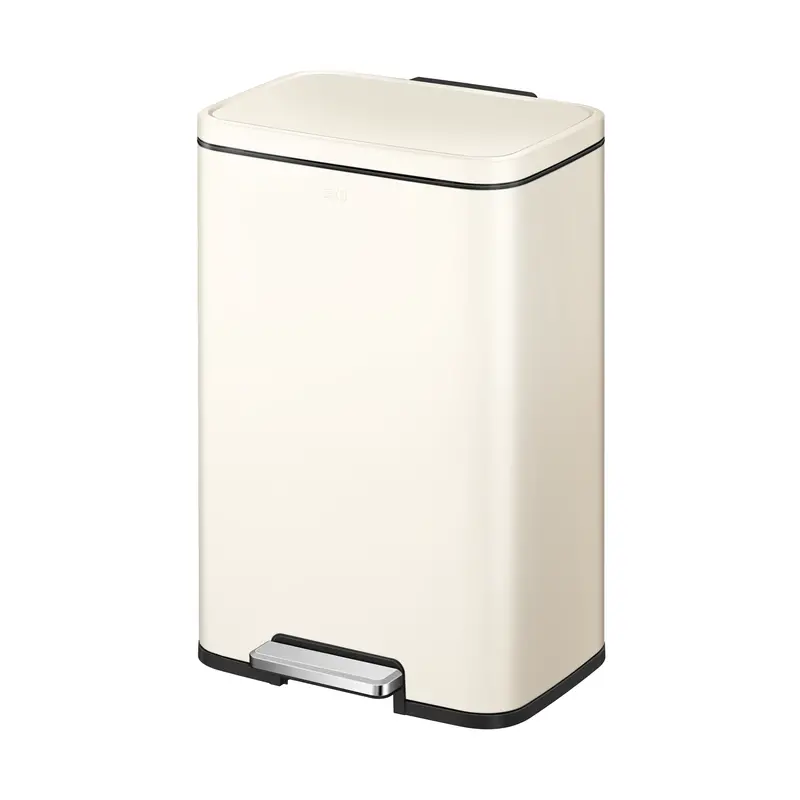 Madison Vanilla Steel 50L Step Trash Can With Removable Inner Liner 1