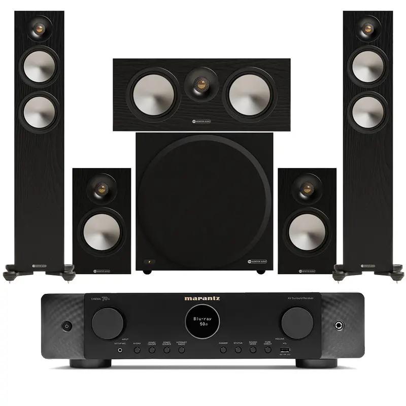 Marantz Cinema 70S 7.2-Channel Av Receiver With Monitor Audio Bronze 300 7G 5.1 Speaker System – Black 1