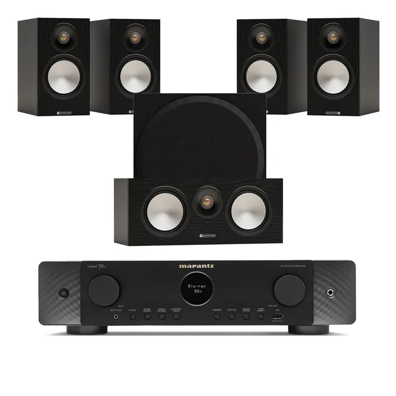 Marantz Cinema 70S Av Receiver (7.2-Ch) + Monitor Audio Bronze 50 7G 5.1 Speaker Package – Black 1