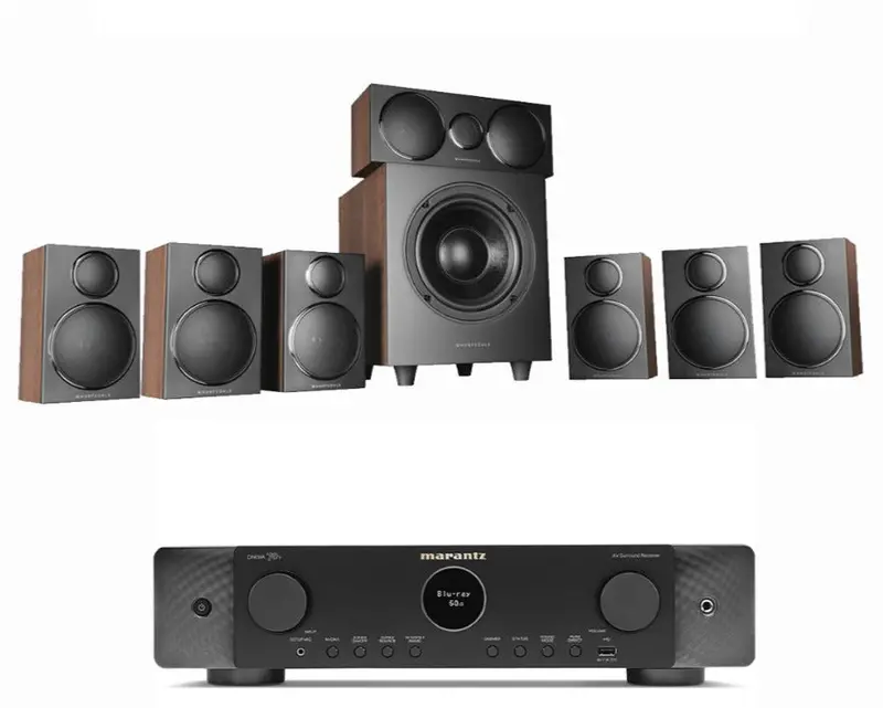 Marantz Cinema 70S Black Av Receiver With Wharfedale Dx3 Hcp 7.1 Speaker Package In Walnut 1
