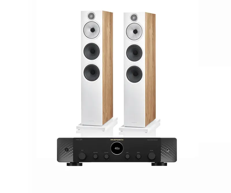 Marantz Stereo 70S Black Network Stereo Receiver With Bowers & Wilkins 603 S3 Speakers In Oak Finish 1