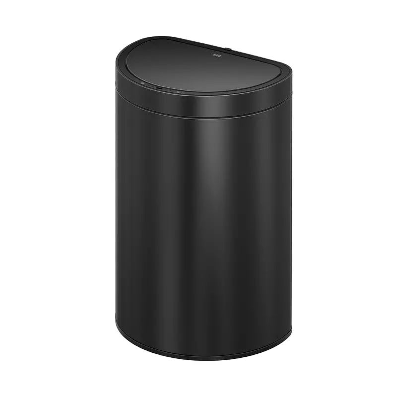 Mirage Semi-Round 47-Liter (12.4-Gallon) Motion-Sensor Trash Can – Matte Black 1