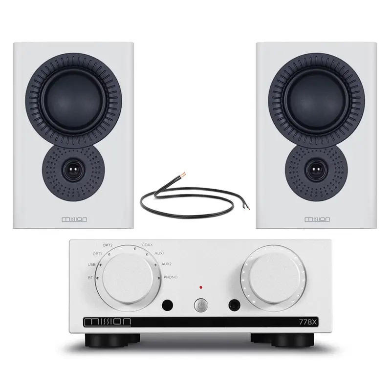 Mission 778X Integrated Amplifier & Lx-2 Mkii Bookshelf Speakers – Silver + White 1