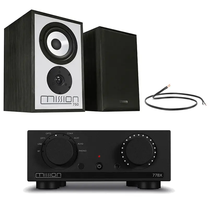 Mission 778X Integrated Amplifier + Mission 750 Bookshelf Speakers Hi-Fi Package – Black 1