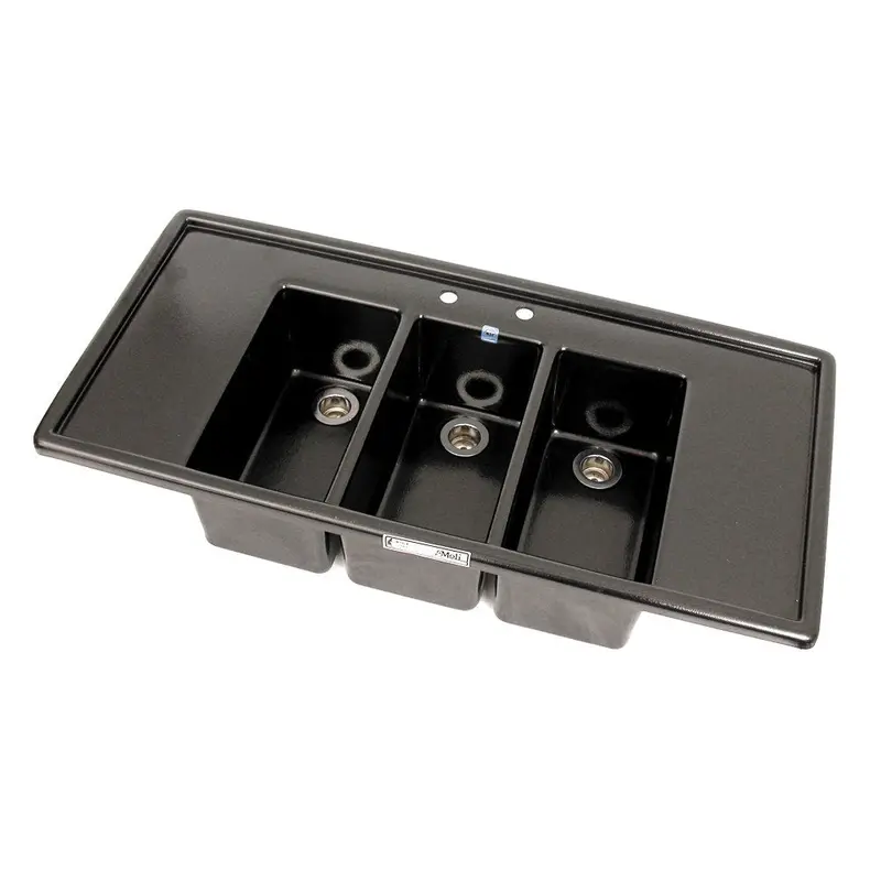 Moli Abs Nsf-Certified Mid-Sized Triple-Compartment Sink With Integrated Drain Boards 1