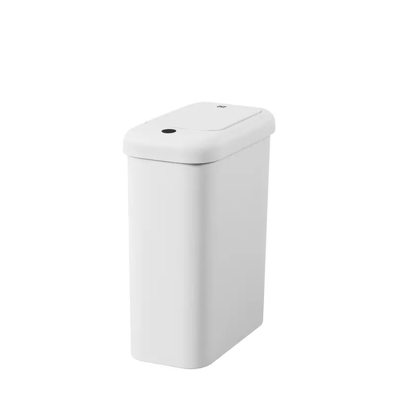 Morandi Compact Bathroom Waste Bin – 10L Slim White Pedal Bin 1