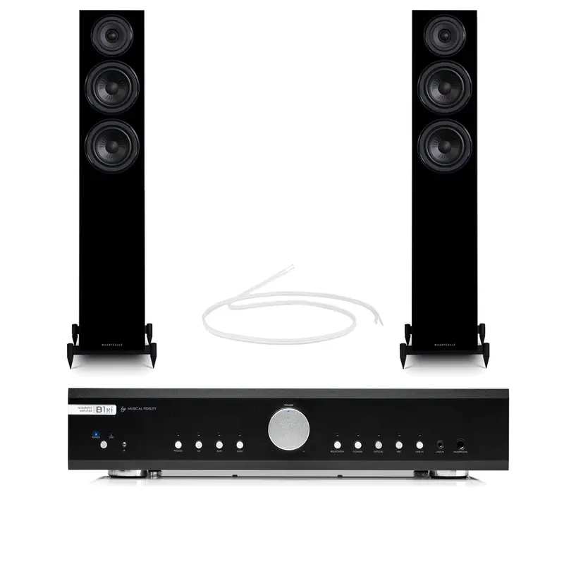 Musical Fidelity B1Xi Amp With Wharfedale Diamond 12.3 Floorstanding Speakers – Black Hi-Fi Bundle 1