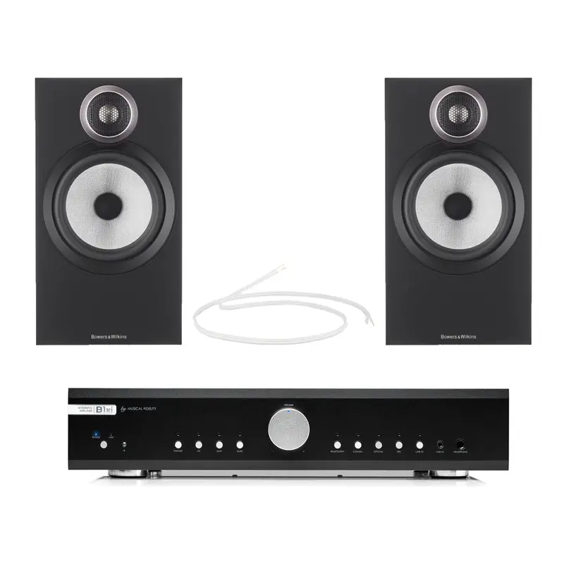 Musical Fidelity B1Xi Amplifier Paired With Bowers & Wilkins 606 S3 Standmount Speakers – Black 1
